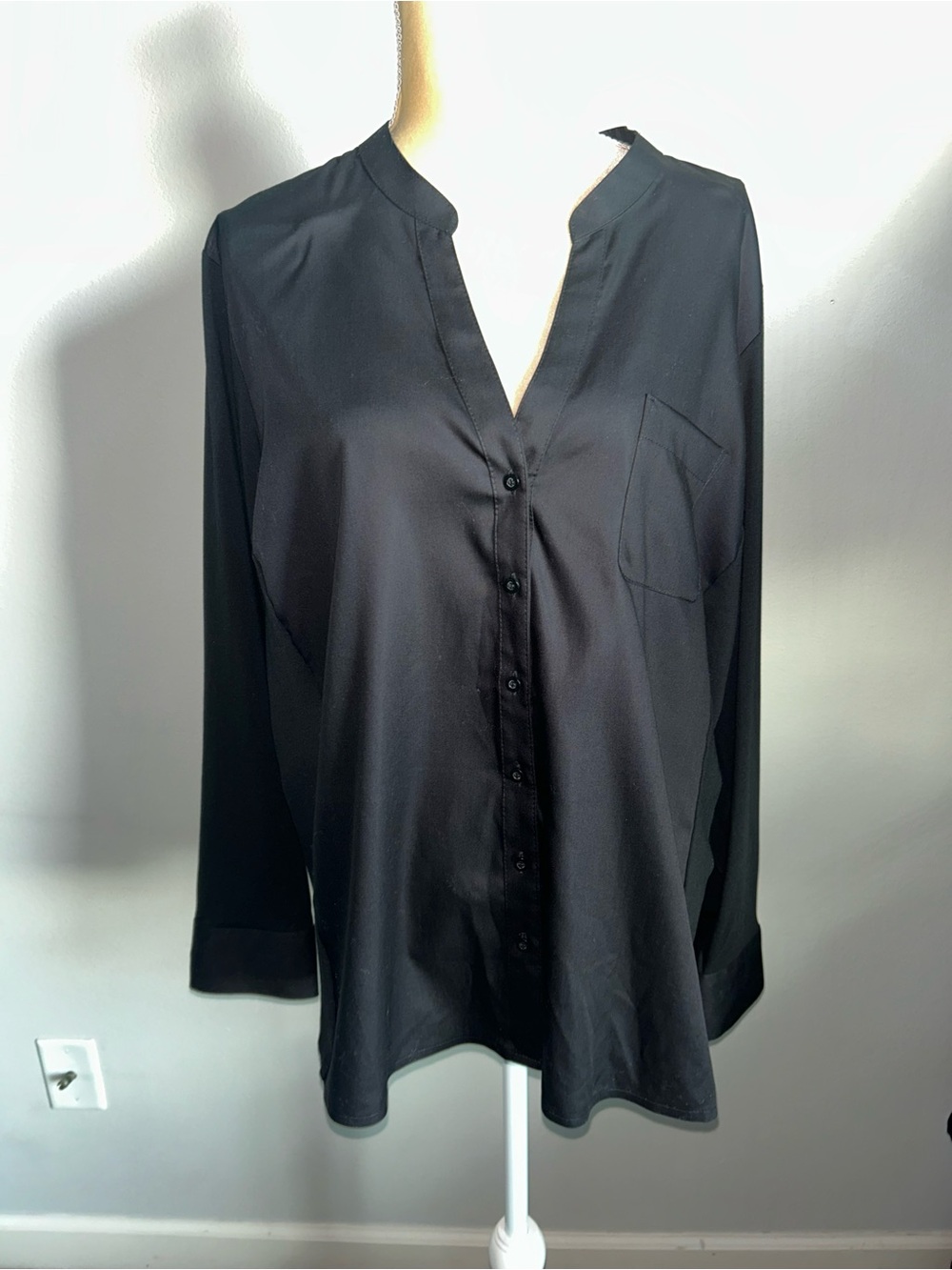 NEW Calvin Klein Woman Black Cotton Button Down Blouse Sz 2X